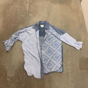 American Eagle Outfitters Floral Denim patchwork button up shirt
